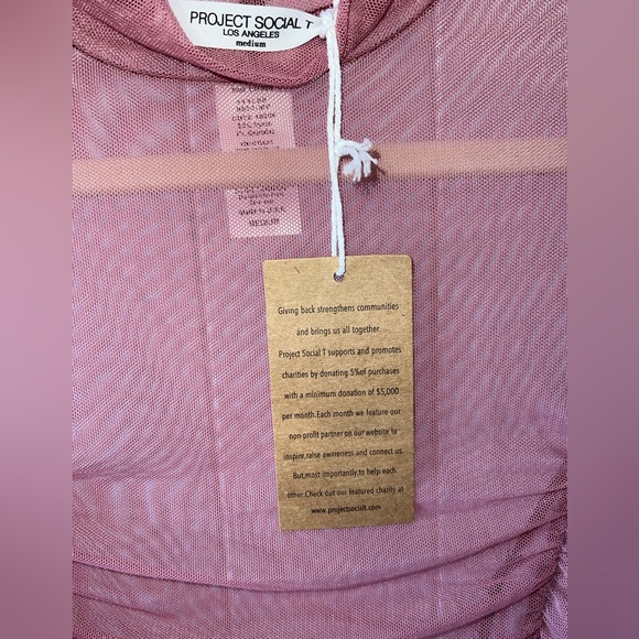 Project Social T Just Float Ruched Mesh Mauve Size M NWT - Picture 5 of 5